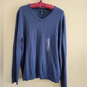 4/$15 SALE Alfani | Men's Pullover Solid Knit Navy Blue Sweater Med New V-neck